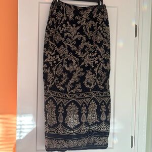 Black and Gold Maxi Wrap Skirt